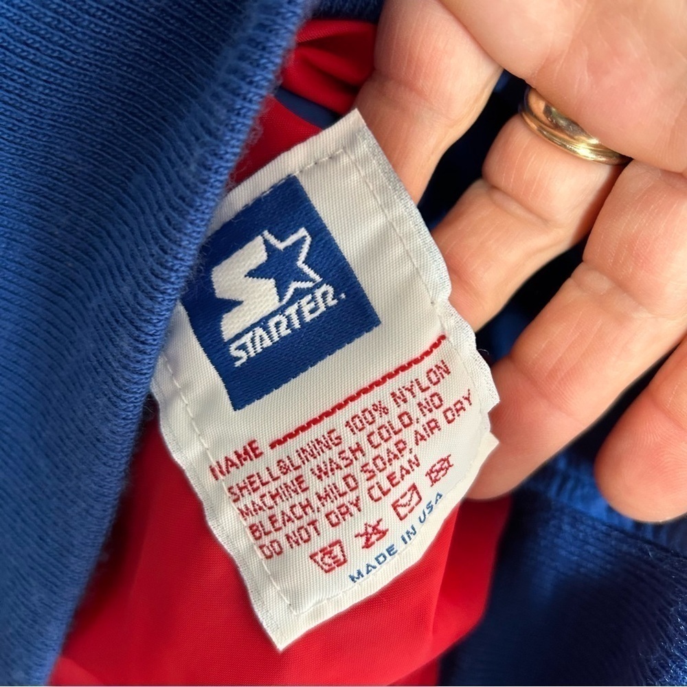 Vtg Starter X Texas Rangers Bomber Jacket Size XL Baseball 1990’s Blue - Picture 3 of 8